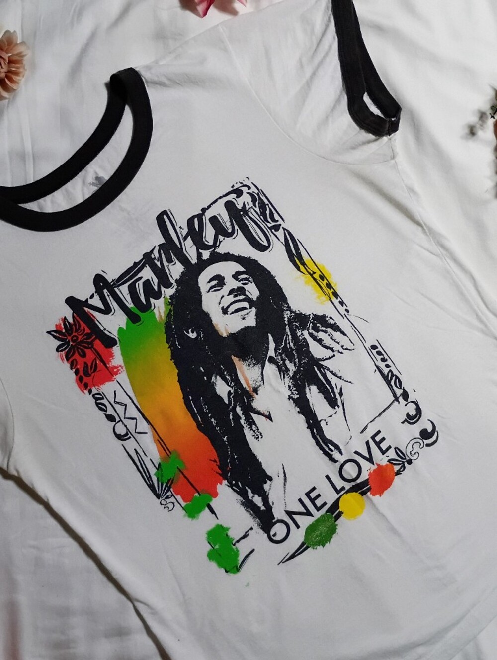 Zion Rootswear White Ringer Tee with Black Trim and Logo